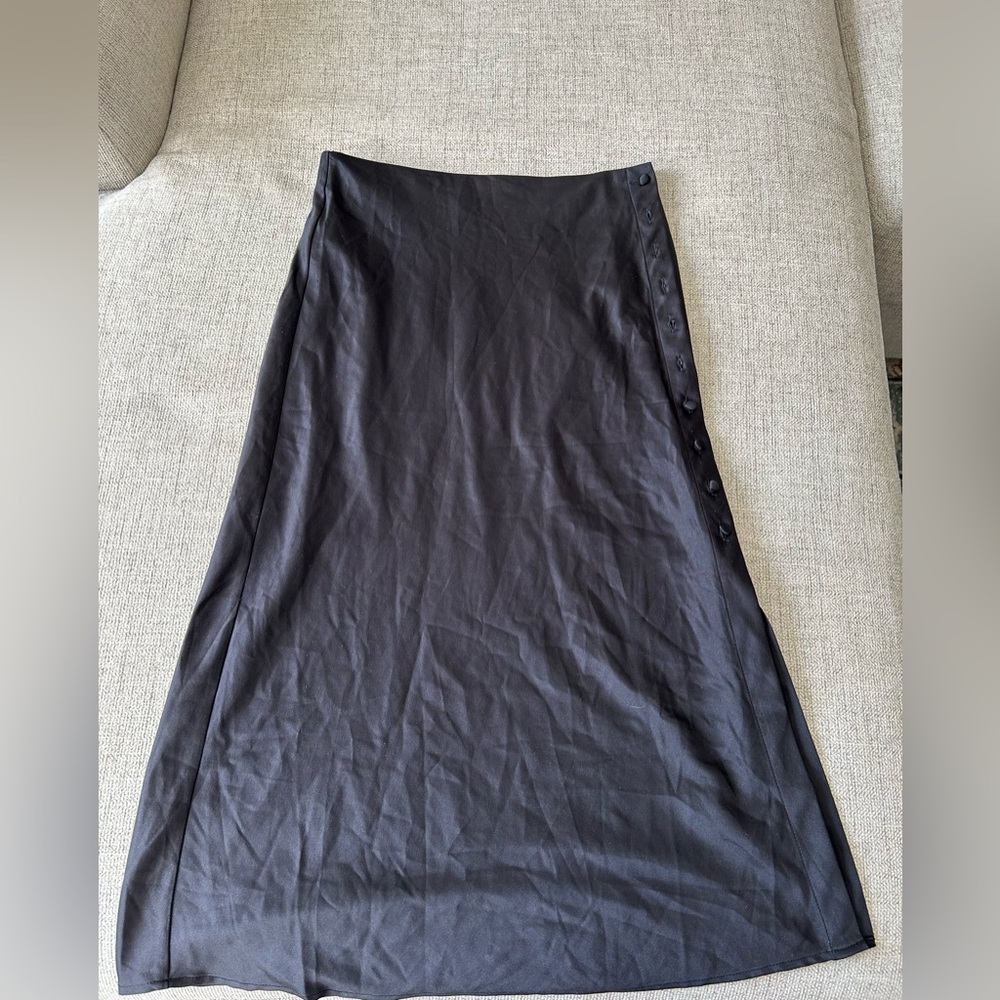 Forever 21 Gray Maxi A-Line Skirt with Slit